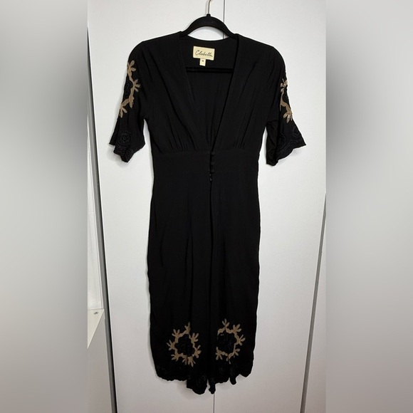 Cleobella Black Embroidered Jumpsuit Boho style lightweight - Small - Picture 1 of 13